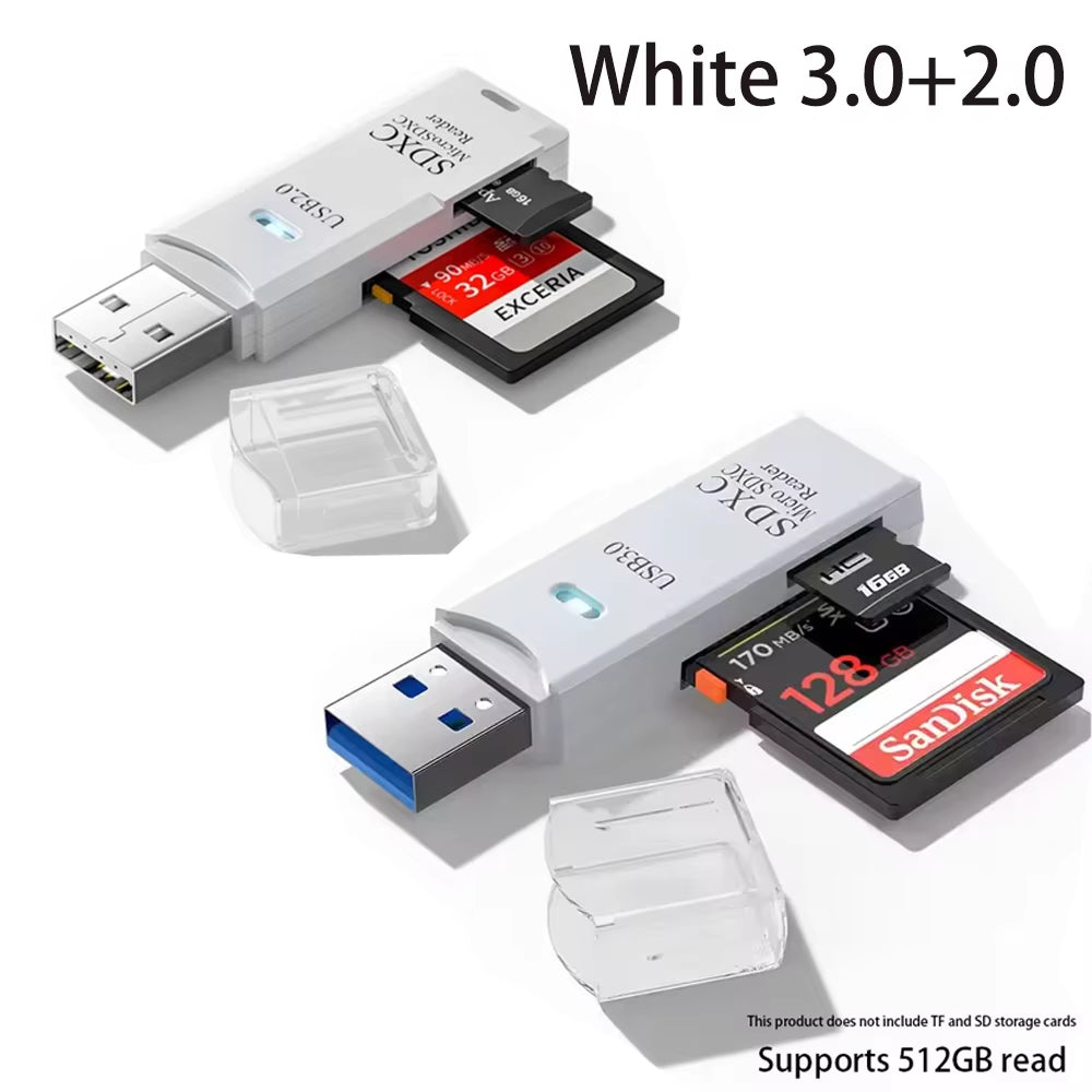 2-In-1 USB 3.0 High Speed Card Reader TF Memory Card Adapter Portable USB Flash Drive Design for PC Laptop Office Accessories