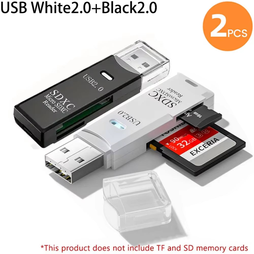 2-In-1 USB 3.0 High Speed Card Reader TF Memory Card Adapter Portable USB Flash Drive Design for PC Laptop Office Accessories