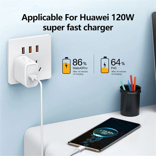 120W Type C Cable 120W Fast Charging Phone Charger USB C Data Cord for Huawei Mate 40 50 Honor Xiaomi Samsung Quick Charge Cable