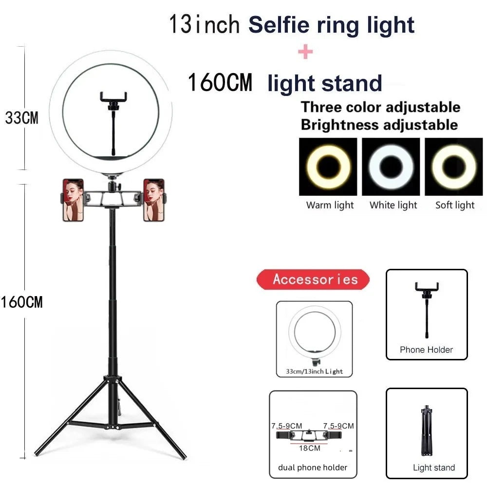26/33Cm Photo Ring Light Led Selfie Ring Light Phone Bluetooth Broadcast Bracket Photography Lighting with Tripod
