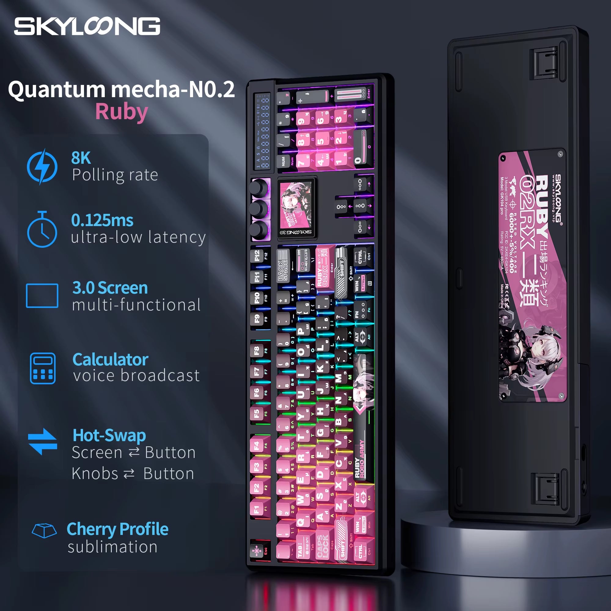 SKYLOONG GK104 Pro Wireless Mechanical Keyboard 100% Custom Keyboard Hot-Swapp Low-Noise Switch for PC Gamer Office Accessoies