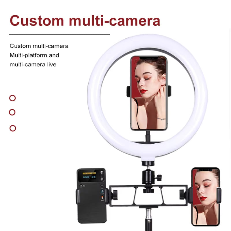 26/33Cm Photo Ring Light Led Selfie Ring Light Phone Bluetooth Broadcast Bracket Photography Lighting with Tripod