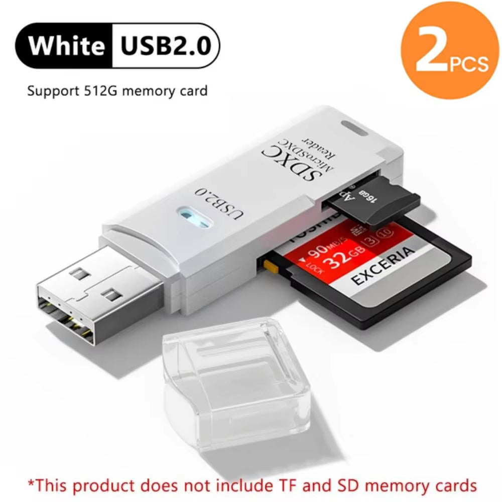 2-In-1 USB 3.0 High Speed Card Reader TF Memory Card Adapter Portable USB Flash Drive Design for PC Laptop Office Accessories