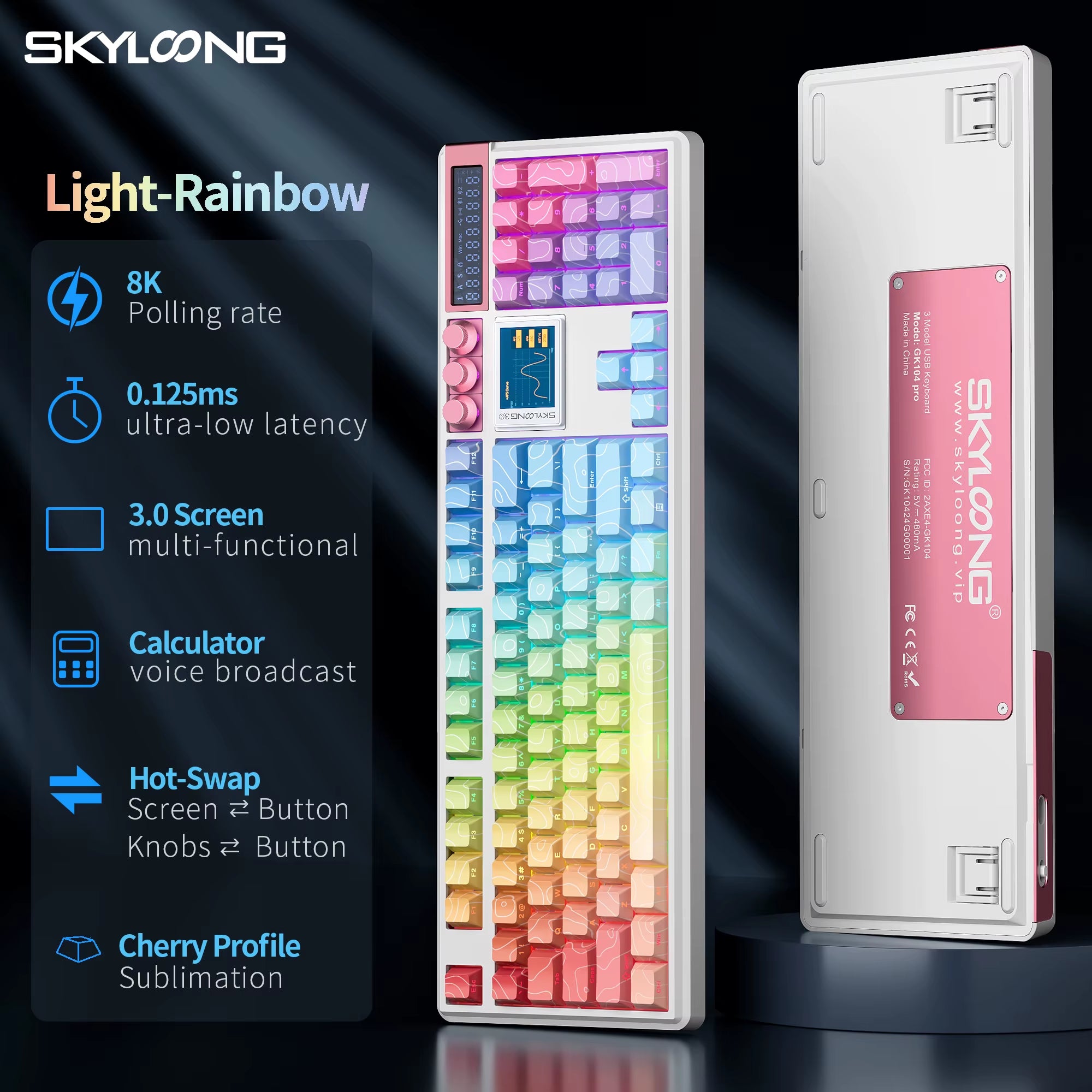 SKYLOONG GK104 Pro Wireless Mechanical Keyboard 100% Custom Keyboard Hot-Swapp Low-Noise Switch for PC Gamer Office Accessoies