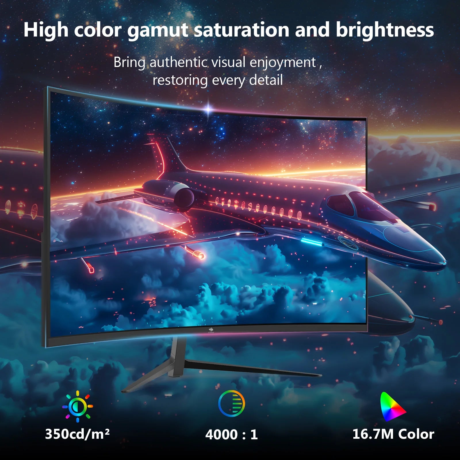 Z-EDGE 27" 280Hz 1920 x 1080 Full HD LED Curved Gaming Monitor 1ms MPRT, 16:9 VA Panel, HDR10, FreeSync, 350cd/m² Brightness, Flicker-Free & Low Blue Light, Compatible VESA