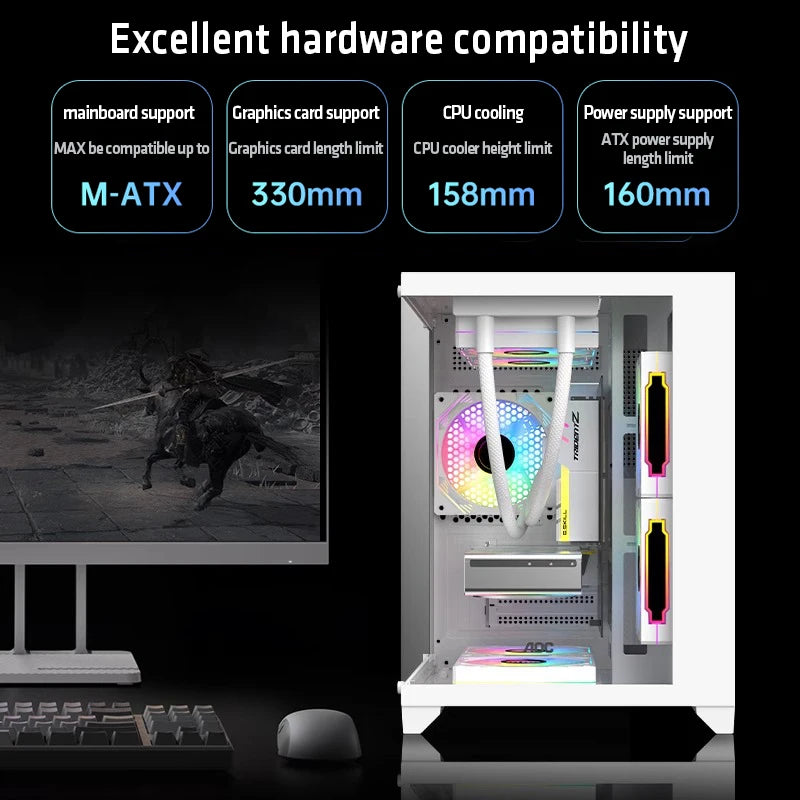 AOC CG391 PC Case MATX Gaming Desktop Case Supports 240 Water Cooling With 3 Fans Computer Case Sea View Room 컴퓨터 섀시 ータシャーシ