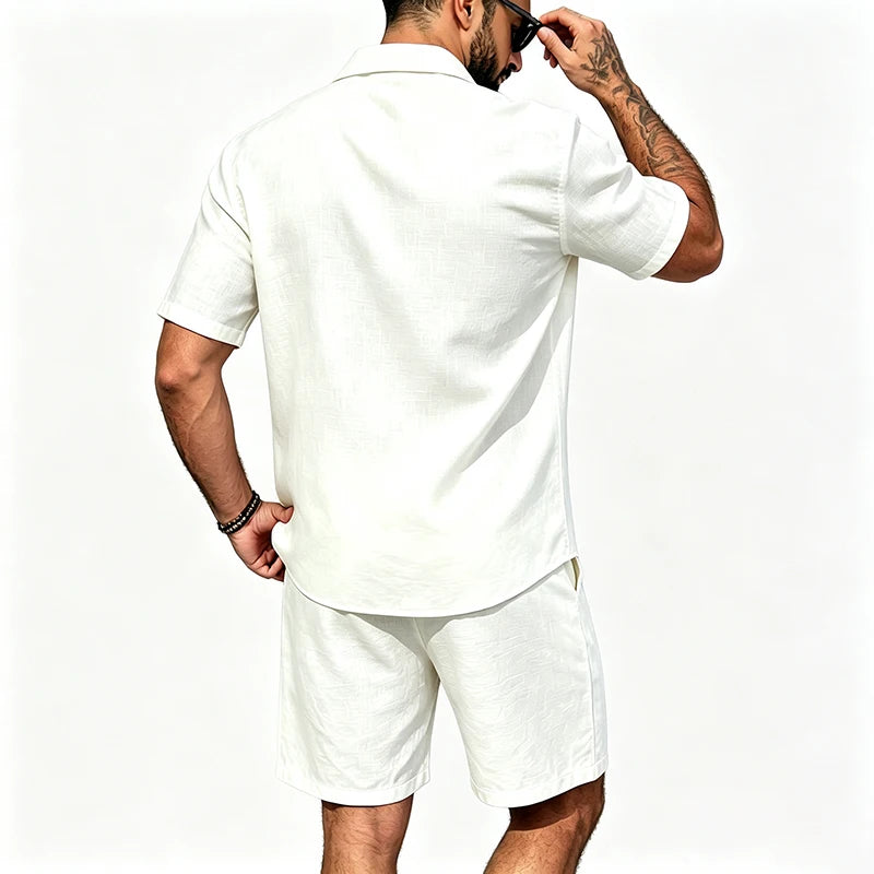 Conjunto de Lino Hombre – Camisa y Bermuda para Verano