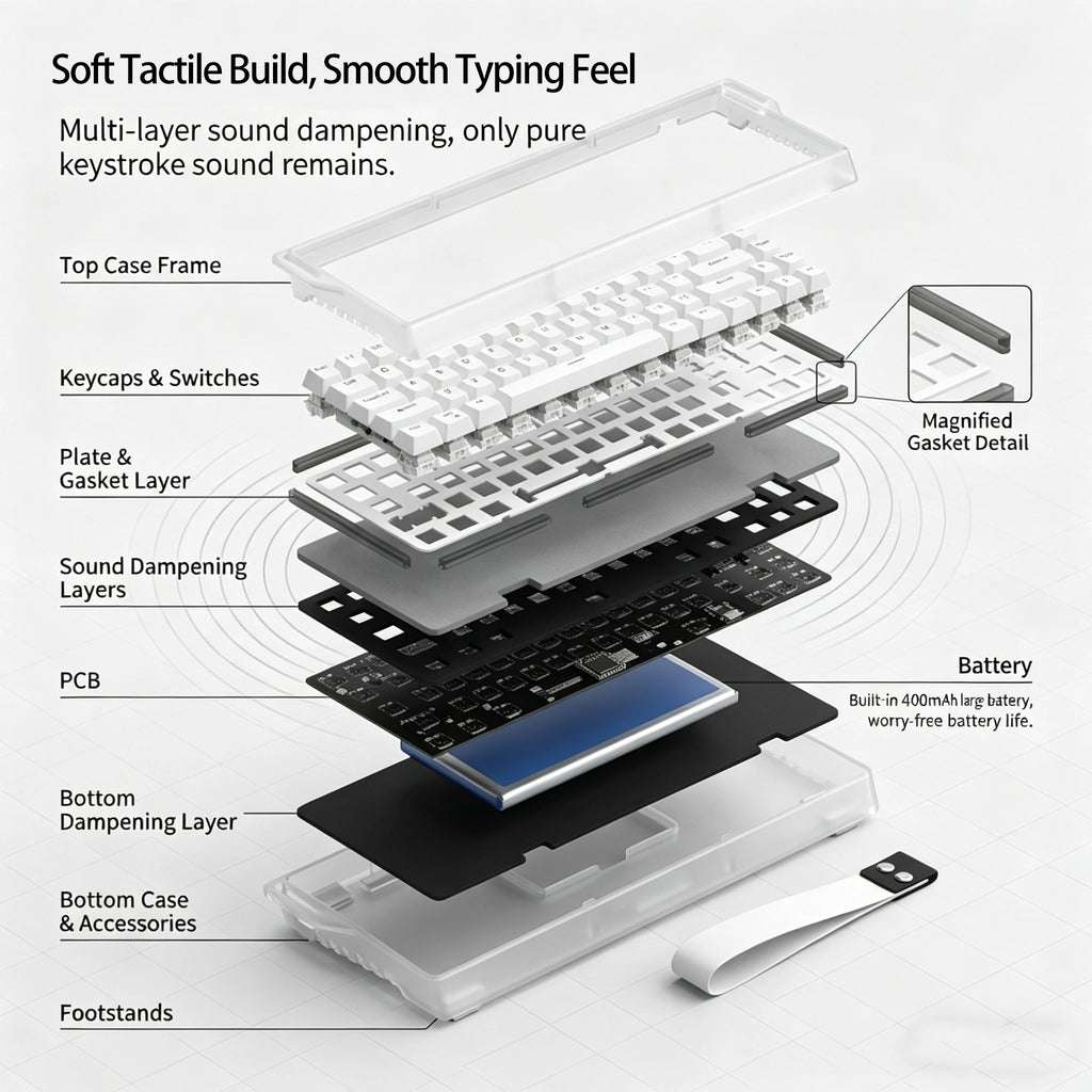 Wireless Mechanical Gaming Keyboard 60%,Hall Effect Magnetic Switch,RGB Backlit,Tri-Mode Hot Swappable Win/mac/iOS/And/Harmony