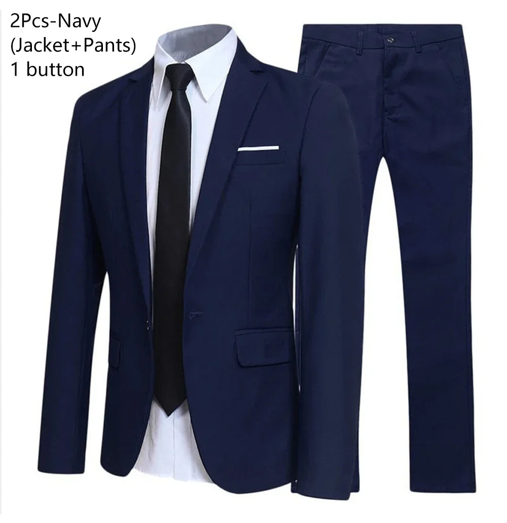 Traje de Boda Hombre 2 Piezas – Chaqueta y Pantalón Slim Fit