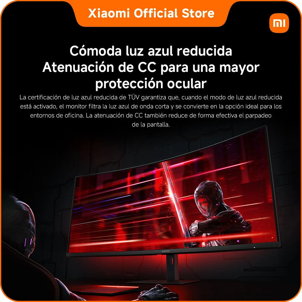 Official |   Xiaomi Curved Gaming Monitor G34Wqi, 180Hz High Refresh Rate, Wqhd Ultra-Wide Screen, 95% Dci-P3, 100% Srgb
