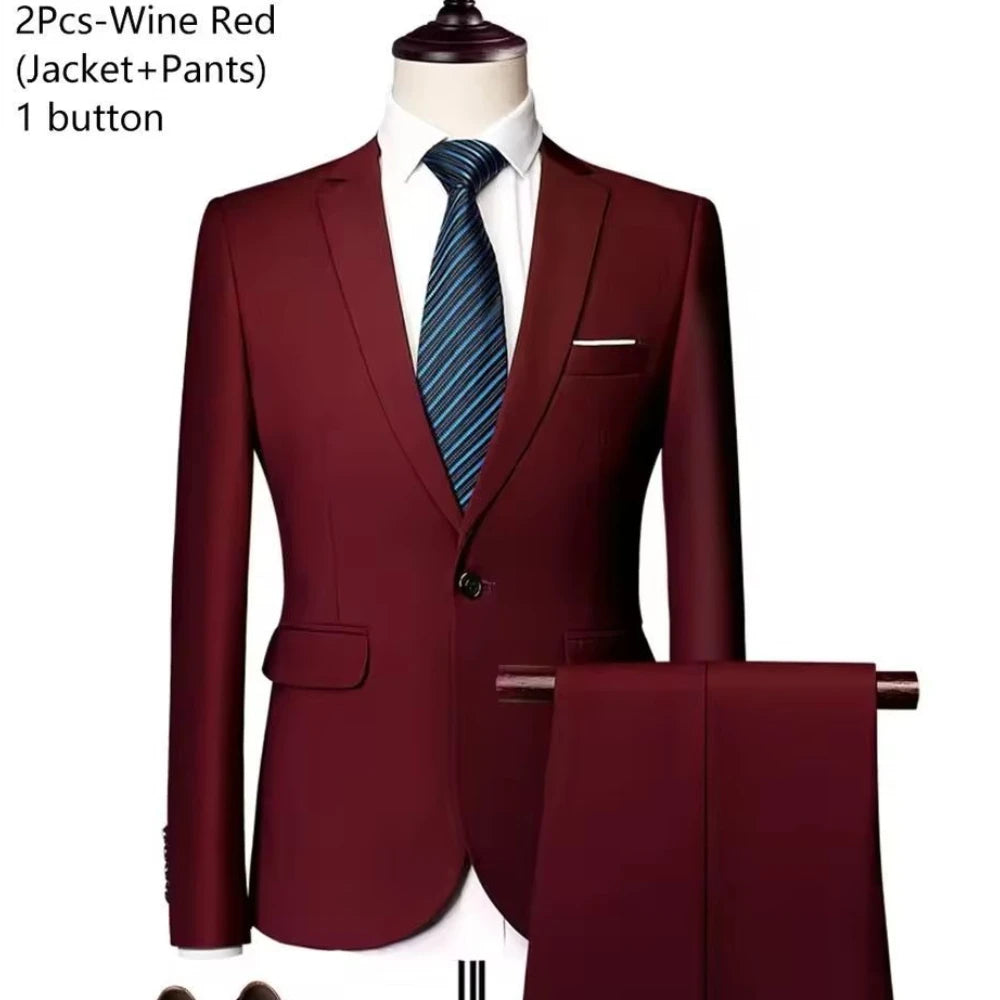 Traje de Boda Hombre 2 Piezas – Chaqueta y Pantalón Slim Fit