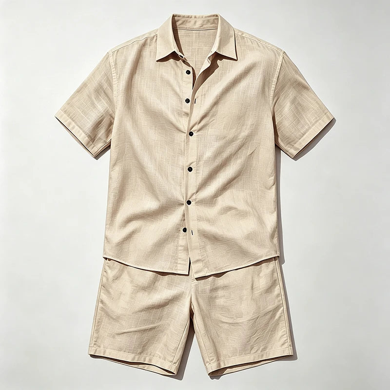 Conjunto de Lino Hombre – Camisa y Bermuda para Verano