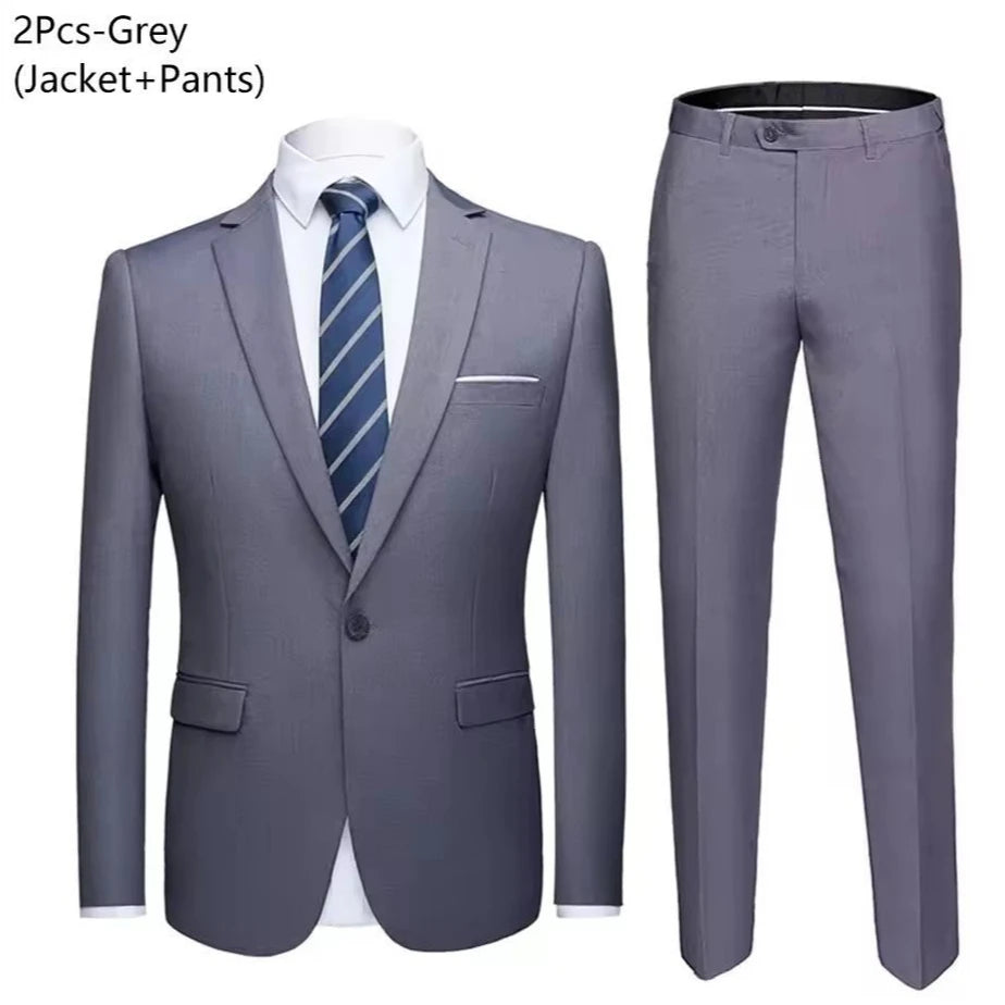 Traje de Boda Hombre 2 Piezas – Chaqueta y Pantalón Slim Fit