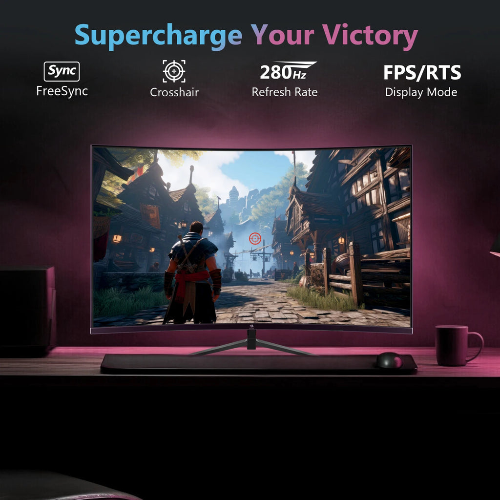 Z-EDGE 27" 280Hz 1920 x 1080 Full HD LED Curved Gaming Monitor 1ms MPRT, 16:9 VA Panel, HDR10, FreeSync, 350cd/m² Brightness, Flicker-Free & Low Blue Light, Compatible VESA