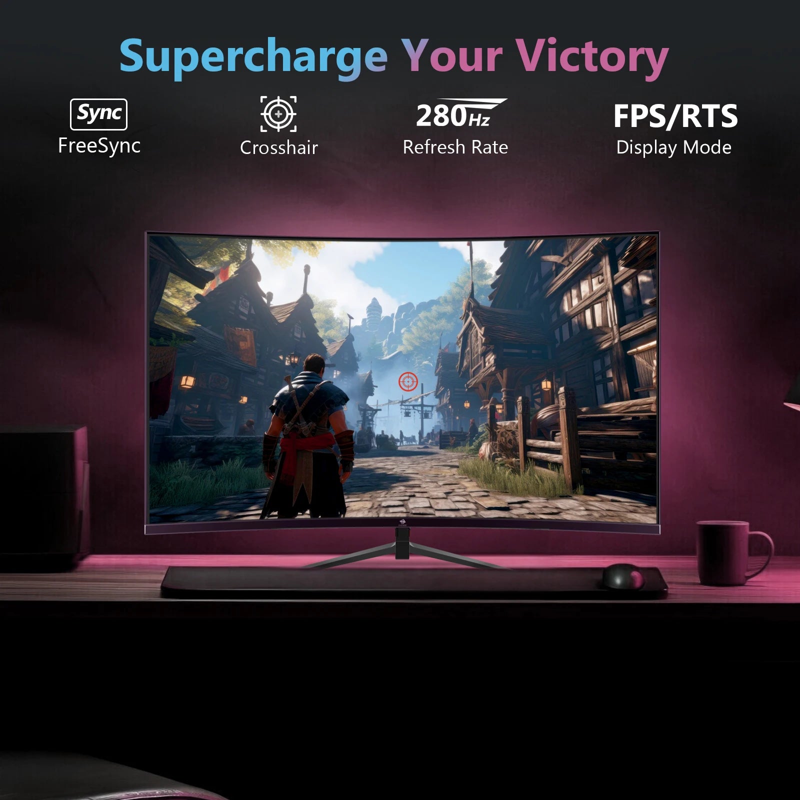Z-EDGE 27" 280Hz 1920 x 1080 Full HD LED Curved Gaming Monitor 1ms MPRT, 16:9 VA Panel, HDR10, FreeSync, 350cd/m² Brightness, Flicker-Free & Low Blue Light, Compatible VESA