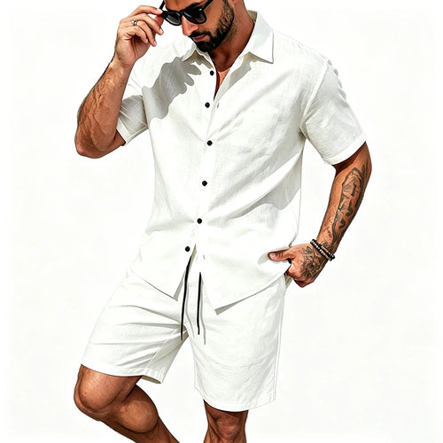 Conjunto de Lino Hombre – Camisa y Bermuda para Verano
