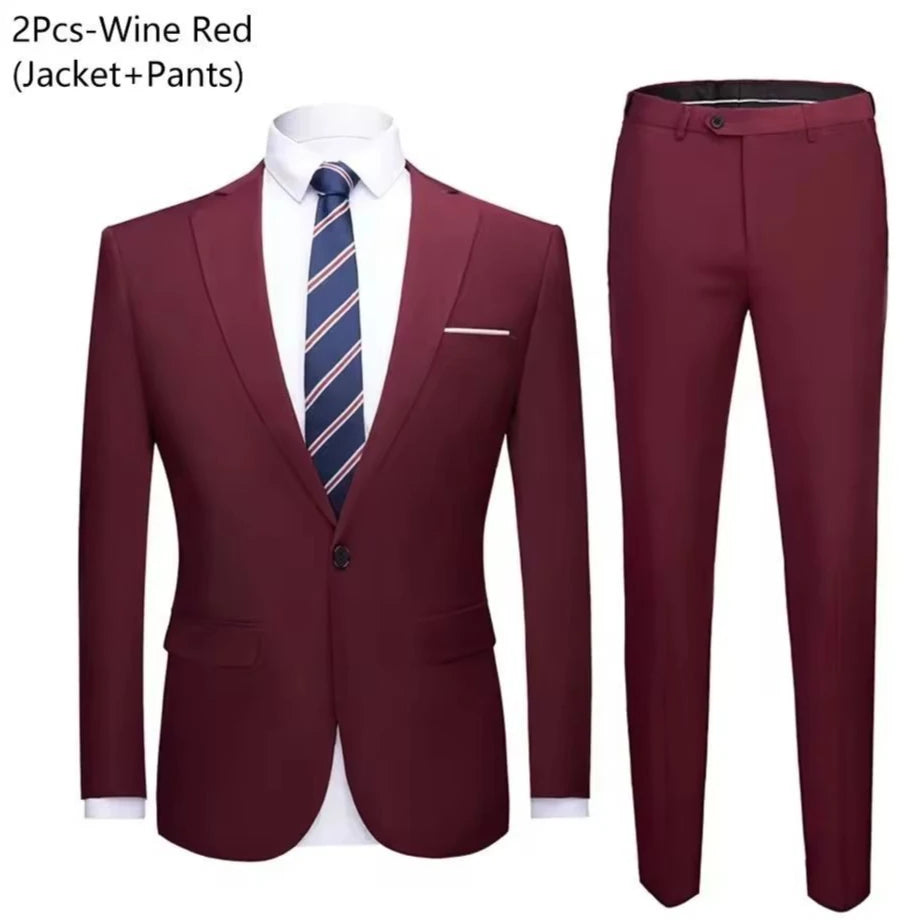 Traje de Boda Hombre 2 Piezas – Chaqueta y Pantalón Slim Fit