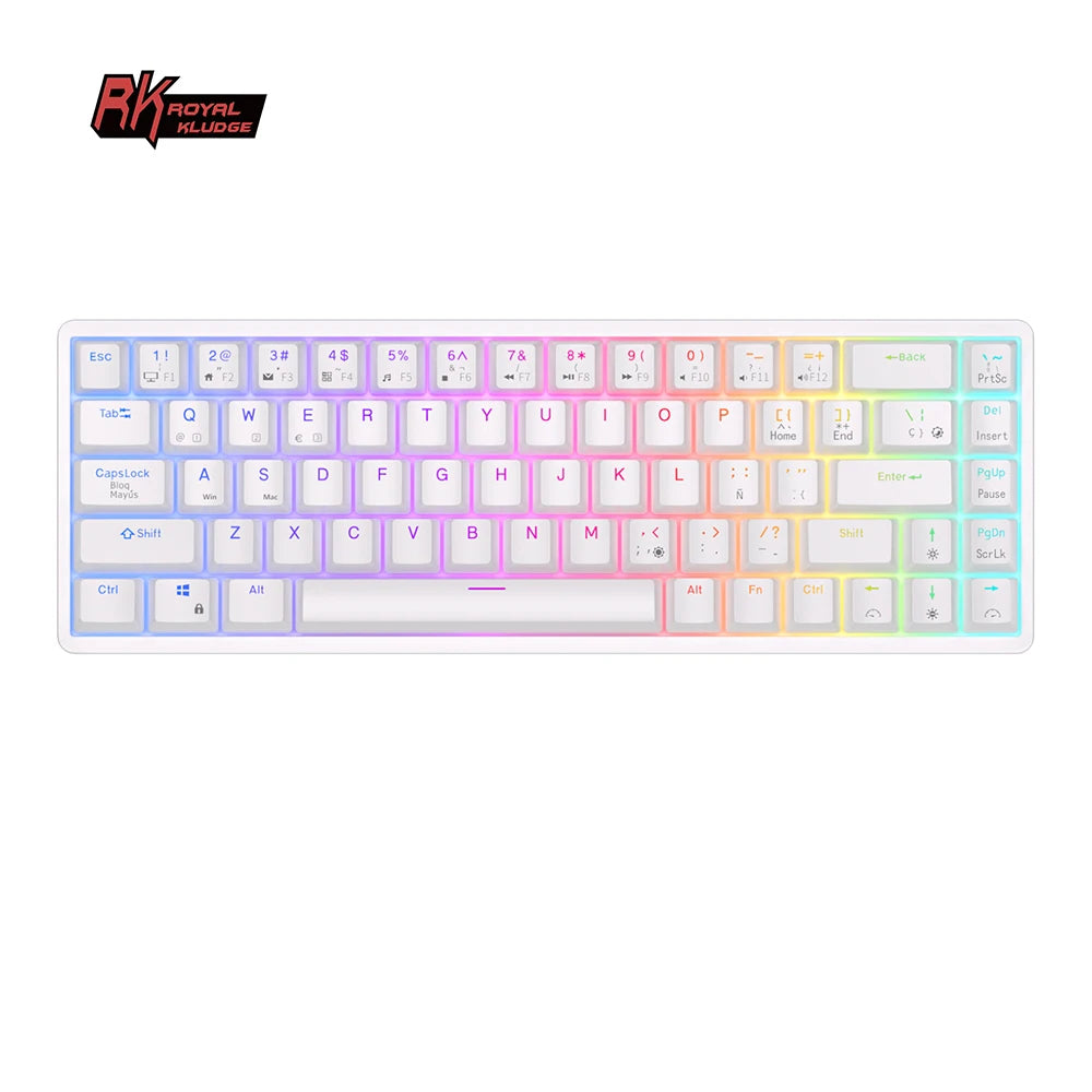 RK Royal Kludge RKG68 Mechancial Keyboard 68 Keys 65% Compact 2.4G Wireless Bluetooth Gamer Keyboard RGB Backlight Hot Swappable