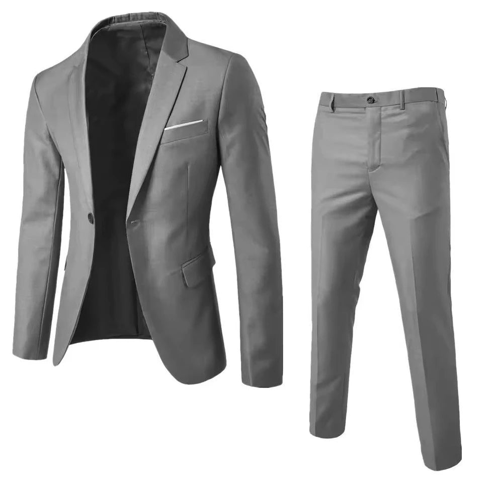 Traje de Boda Hombre 2 Piezas – Chaqueta y Pantalón Slim Fit
