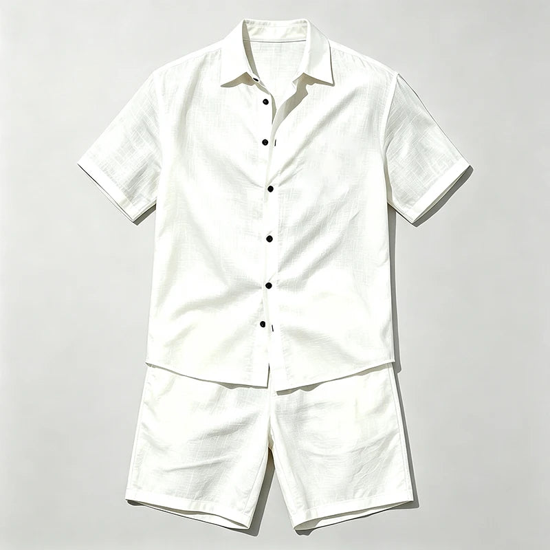 Conjunto de Lino Hombre – Camisa y Bermuda para Verano