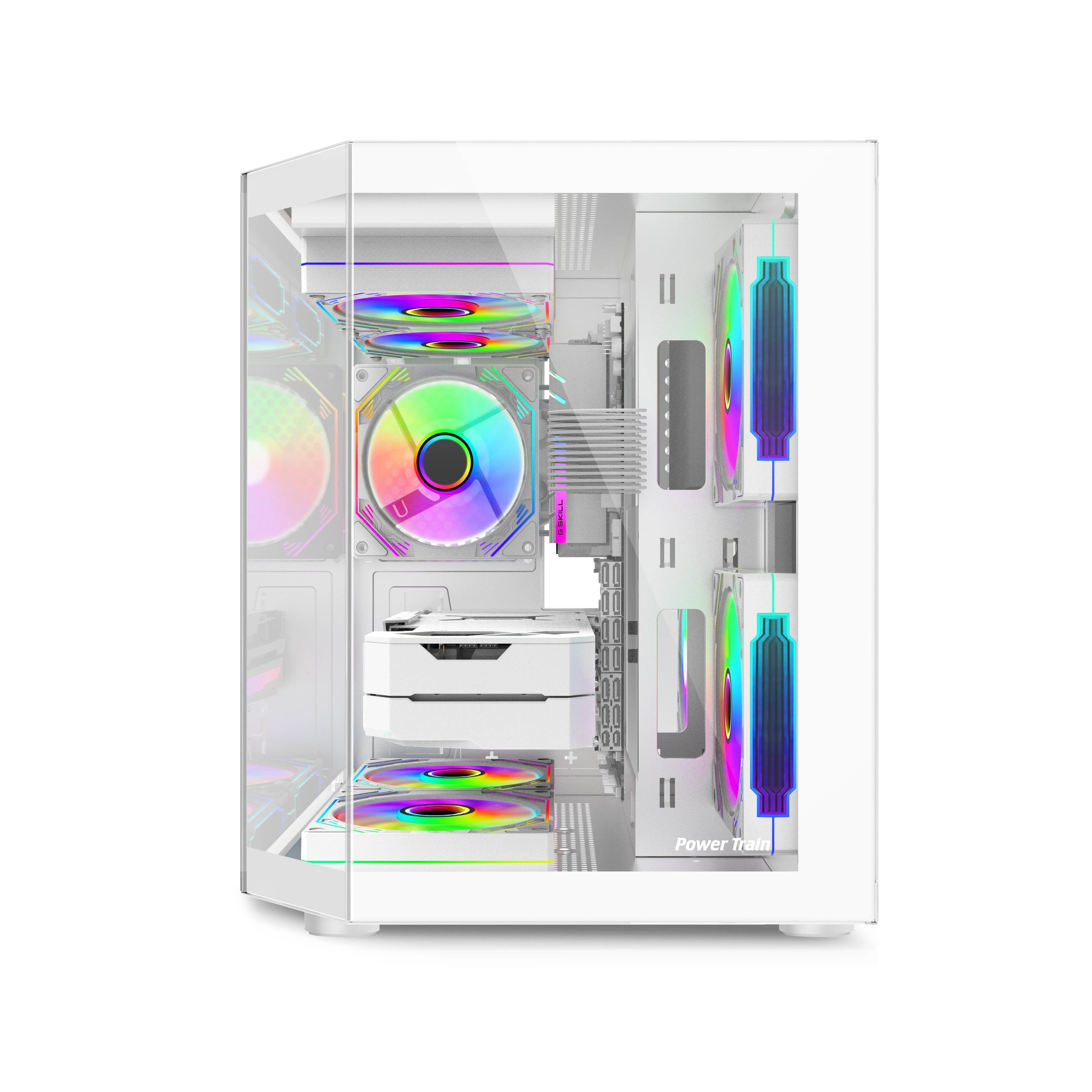 Power Train Star Realm M-ATX Desktop Case Three Sided Glass Panoramic Sea View Room Without Pillars 240 Water Cooler PC Case