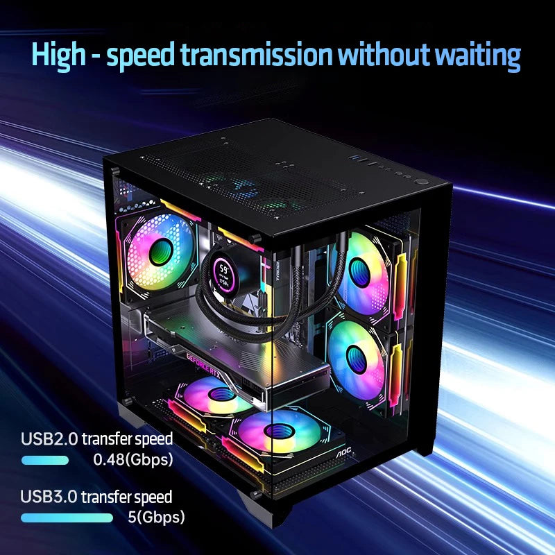 AOC CG391 PC Case MATX Gaming Desktop Case Supports 240 Water Cooling With 3 Fans Computer Case Sea View Room 컴퓨터 섀시 ータシャーシ
