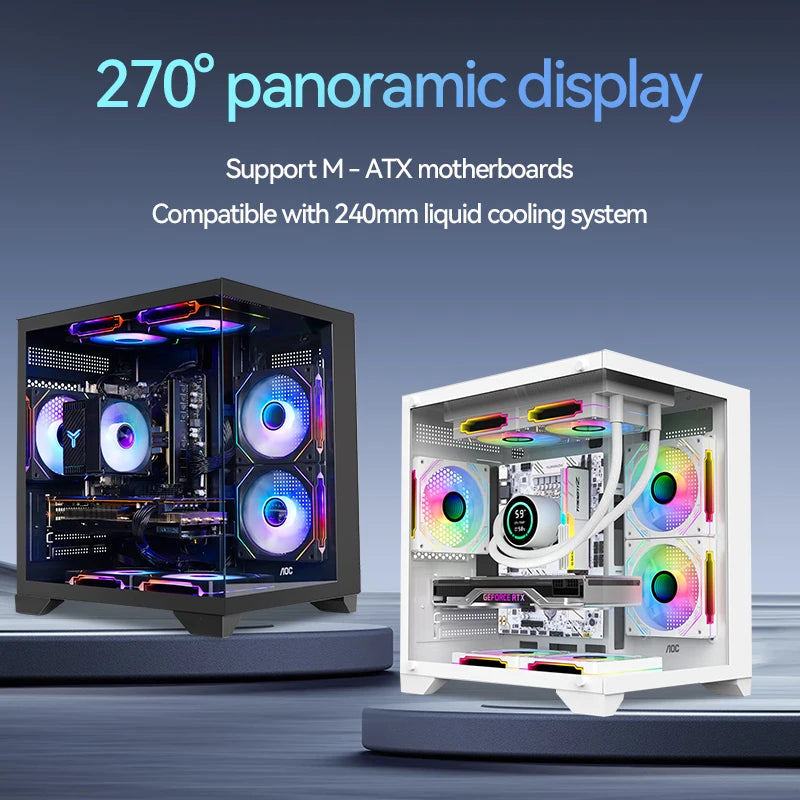 AOC CG391 PC Case MATX Gaming Desktop Case Supports 240 Water Cooling With 3 Fans Computer Case Sea View Room 컴퓨터 섀시 ータシャーシ