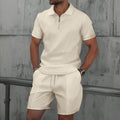 Conjunto Verano Hombre Waffle - Polo Manga Corta y Bermuda