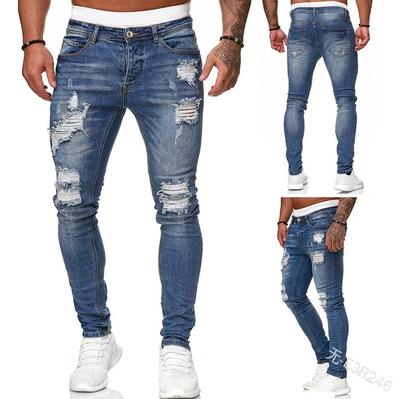 Vaqueros Slim Hombre Rotos – Denim Elástico