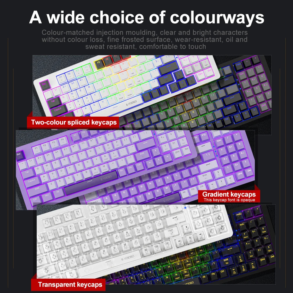E-YOOSO Z94 USB Mechanical Gaming Keyboard Wired Monochrome LED Backlit Blue Red Switch 94 Key for Compute Laptop PC
