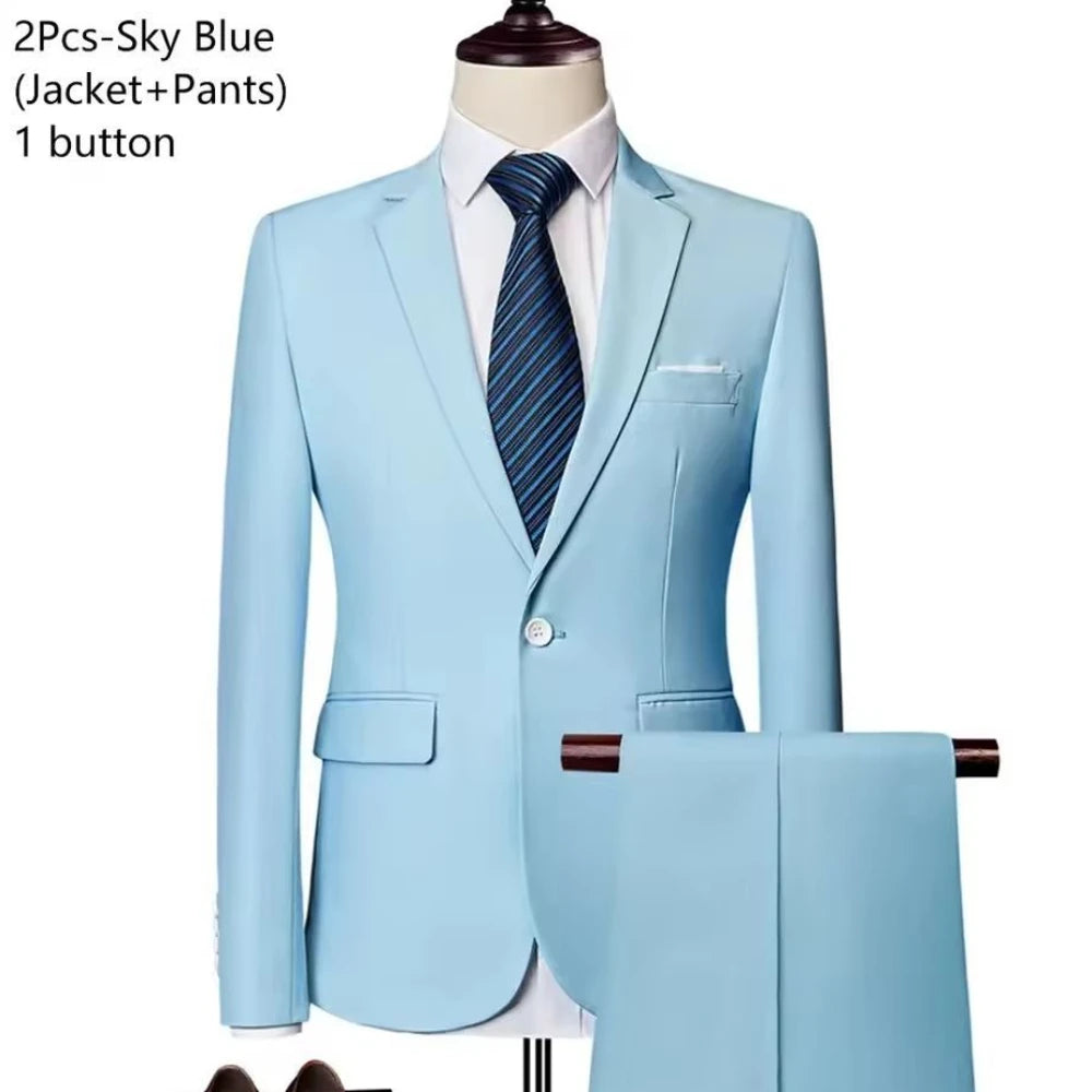 Traje de Boda Hombre 2 Piezas – Chaqueta y Pantalón Slim Fit
