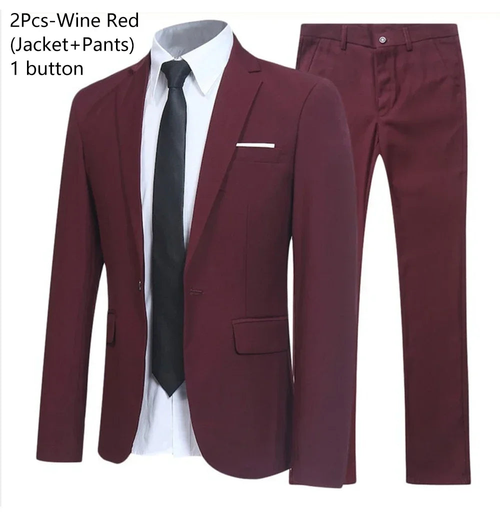Traje de Boda Hombre 2 Piezas – Chaqueta y Pantalón Slim Fit