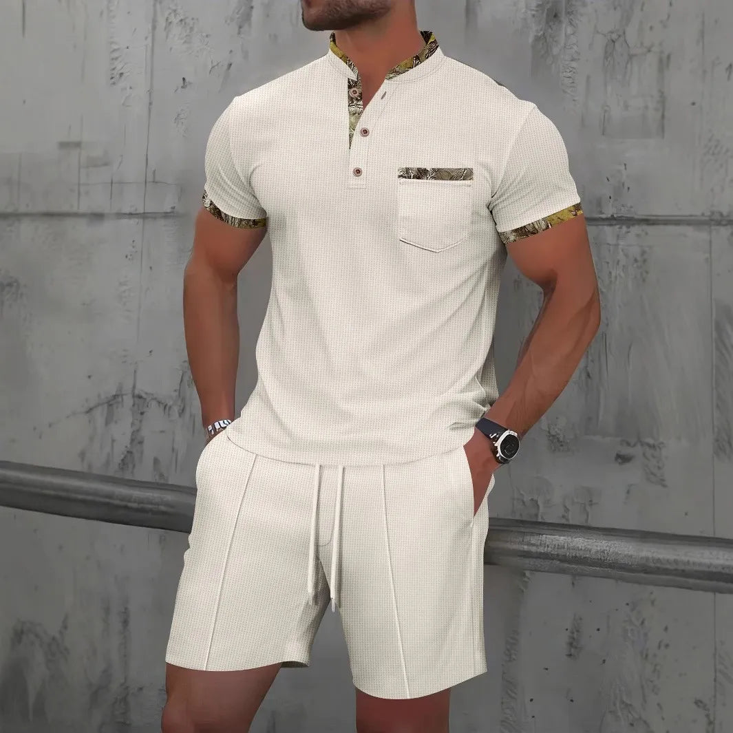 Conjunto Verano Hombre Waffle – Polo Manga Corta y Bermuda