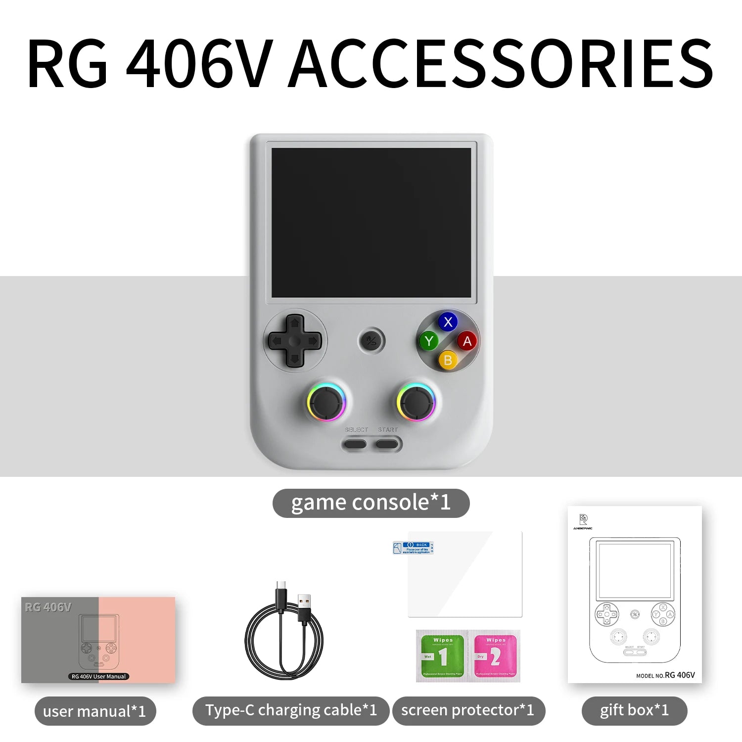 ANBERNIC RG406V Handheld Game Console 4-inch IPS Multi-Touch Screen Retro Game Console Portable Pocket Video Gaming Player Gift