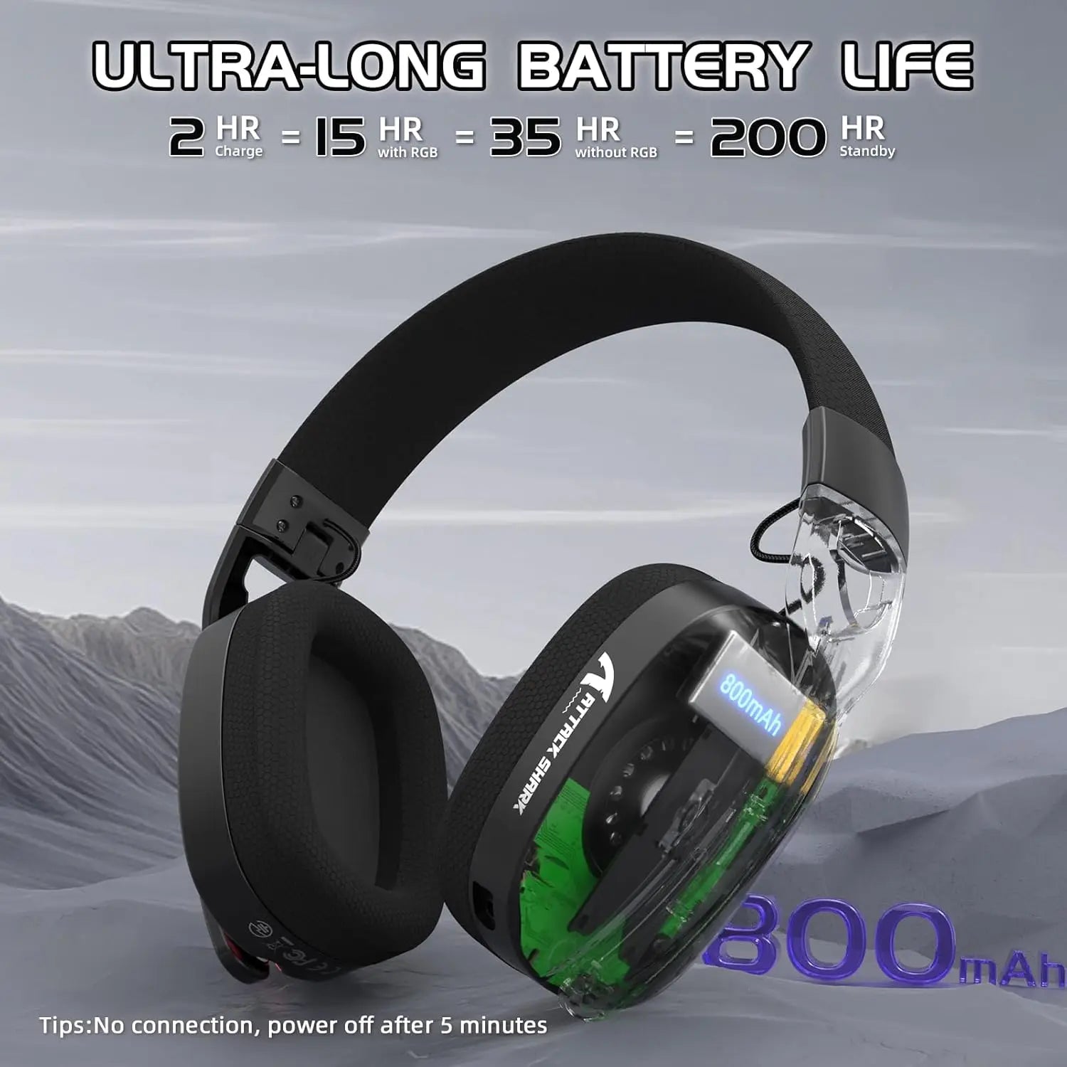 ATTACK SHARK L90 Ultralight Wireless Gaming Headset, BT, 2.4G, 3.5mm Wired, RGB Foldable 7.2 Surround Sound Over-Ear Earmuffs