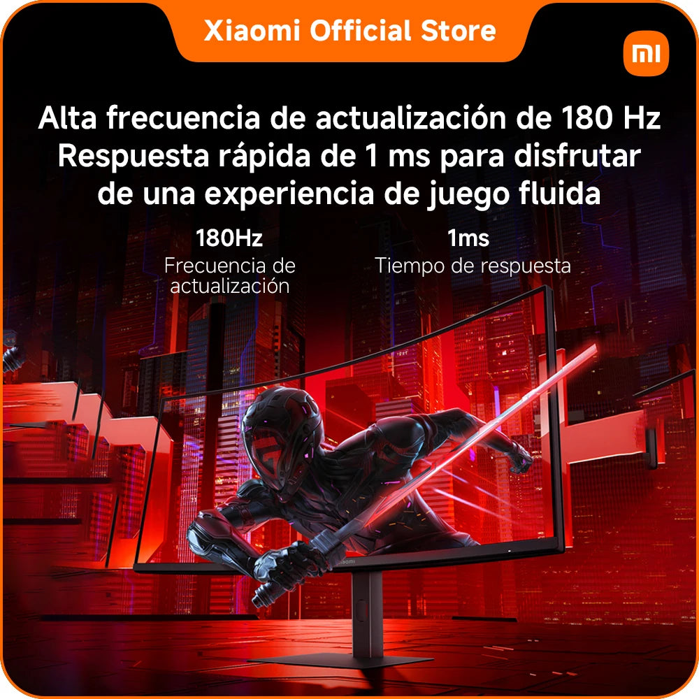 Official |   Xiaomi Curved Gaming Monitor G34Wqi, 180Hz High Refresh Rate, Wqhd Ultra-Wide Screen, 95% Dci-P3, 100% Srgb
