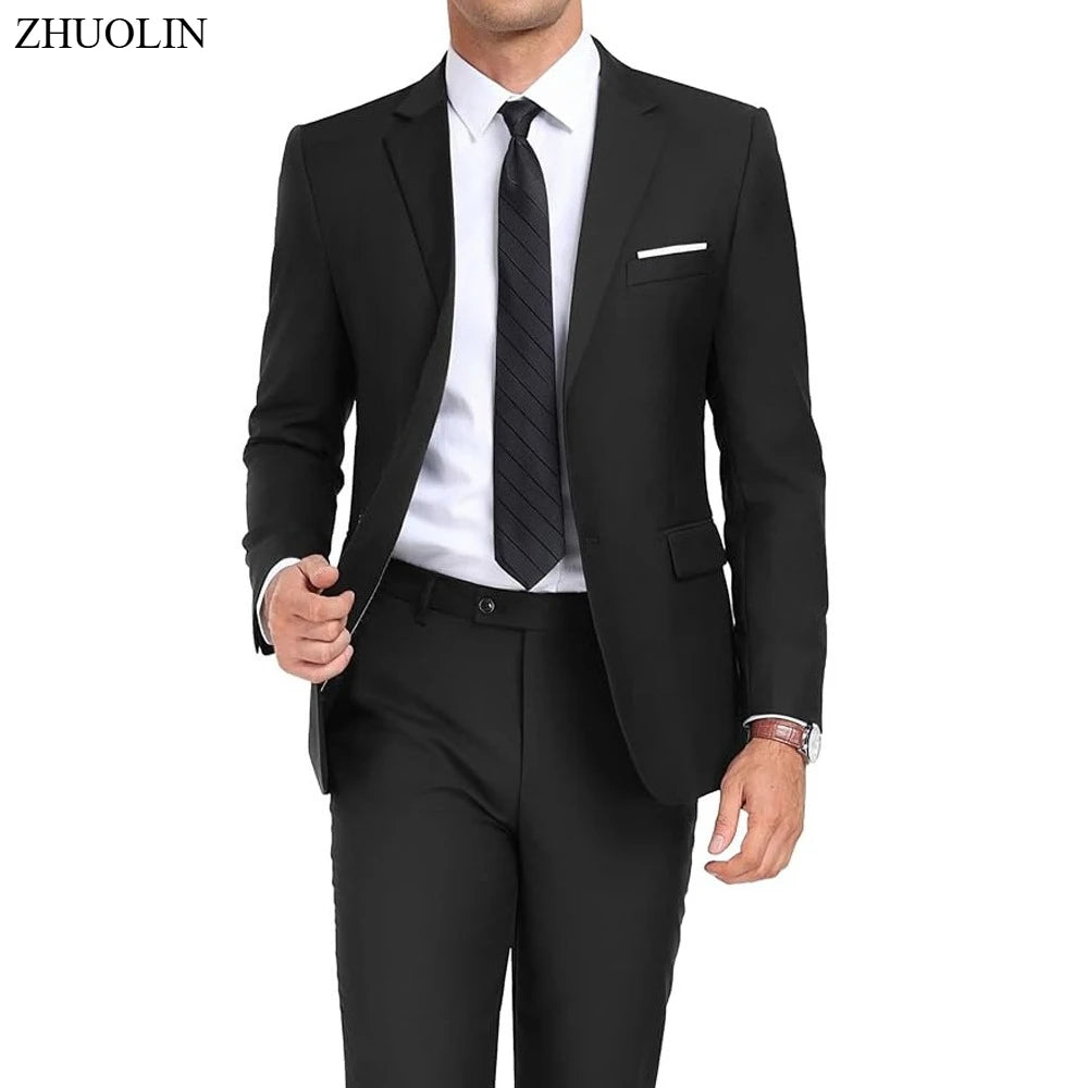 Traje de Boda Hombre 2 Piezas Chaqueta y Pantalón Slim Fit