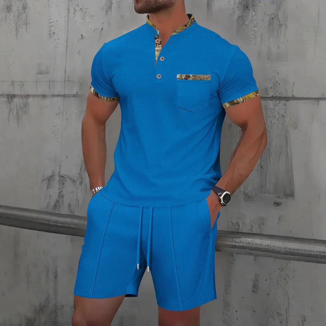 Conjunto Verano Hombre Waffle – Polo Manga Corta y Bermuda