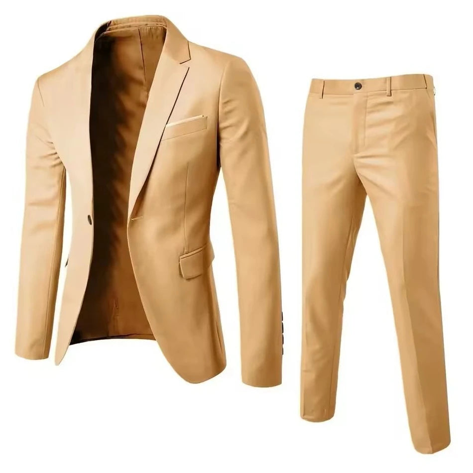 Traje de Boda Hombre 2 Piezas – Chaqueta y Pantalón Slim Fit
