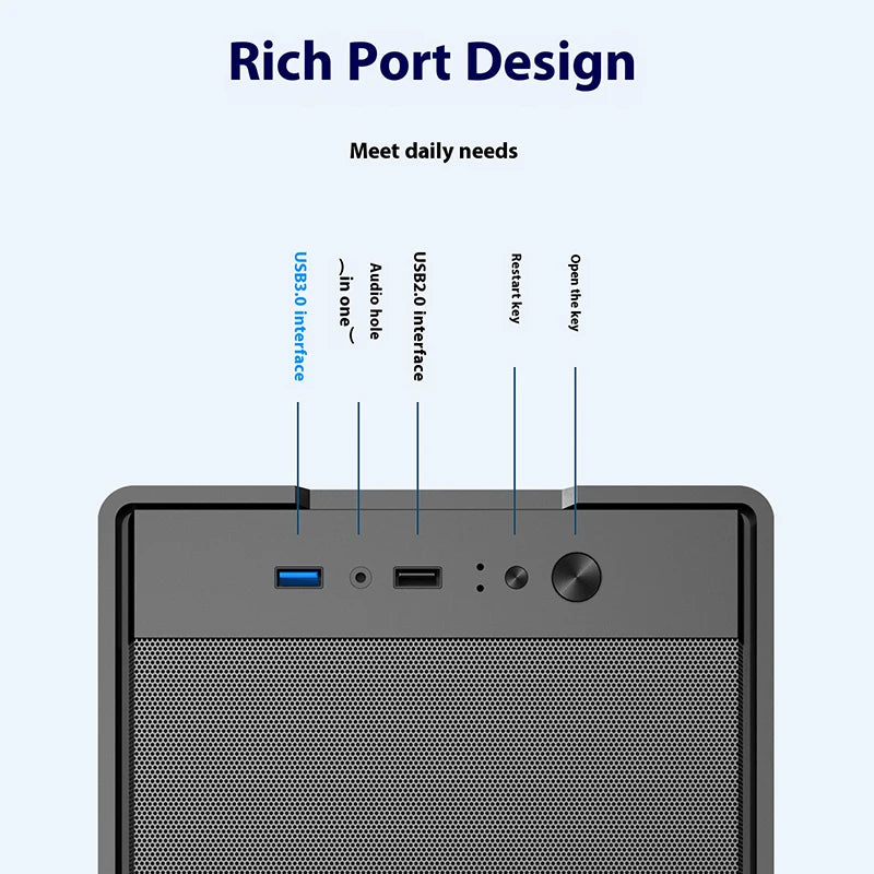 Power Train Flying  PC Case MATX Mini-ITX Chassis SFX/ATX Power Supply Desktop Portable Computer Case U3 port Iron net Panel