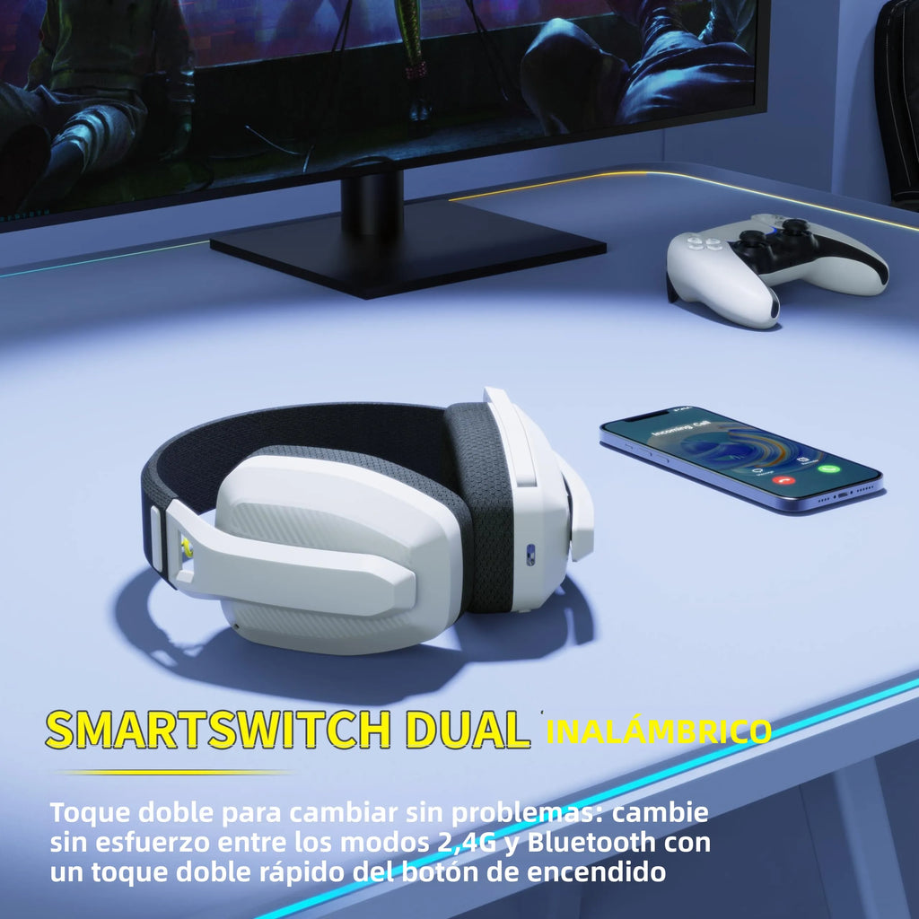 BINNUNE BW06 Bluetooth Headsets Gamer with Mic for PS5 PS4 PC Mac Playstation Wireless 2.4GHz Gaming Headphone with Microphone
