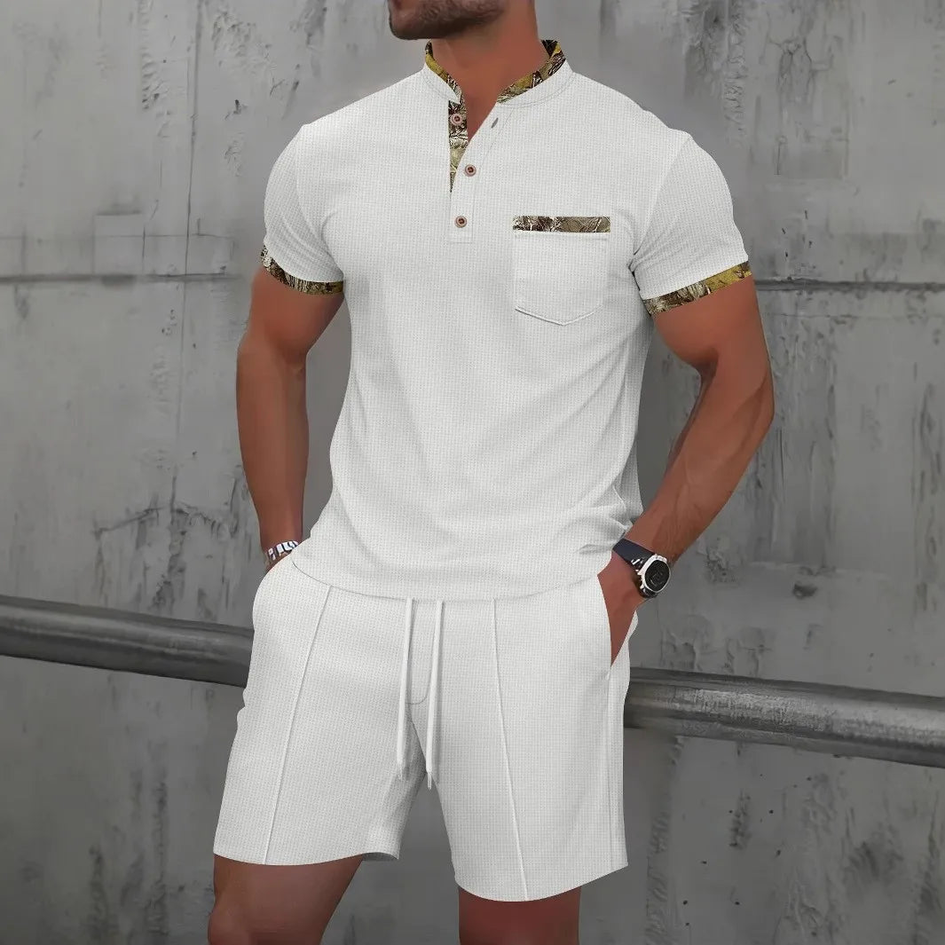 Conjunto Verano Hombre Waffle – Polo Manga Corta y Bermuda