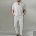 Conjunto Polo Waffle Hombre – Manga Corta y Pantalón con Cordón