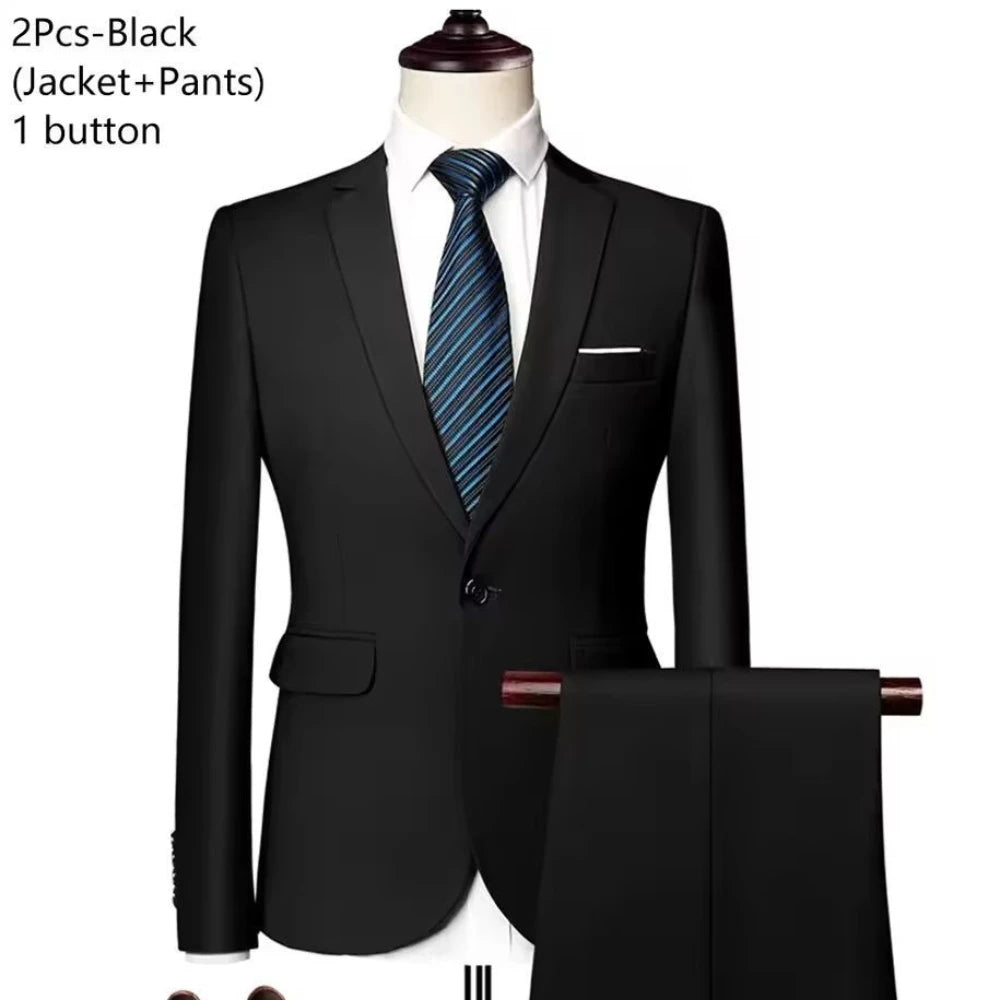 Traje de Boda Hombre 2 Piezas – Chaqueta y Pantalón Slim Fit