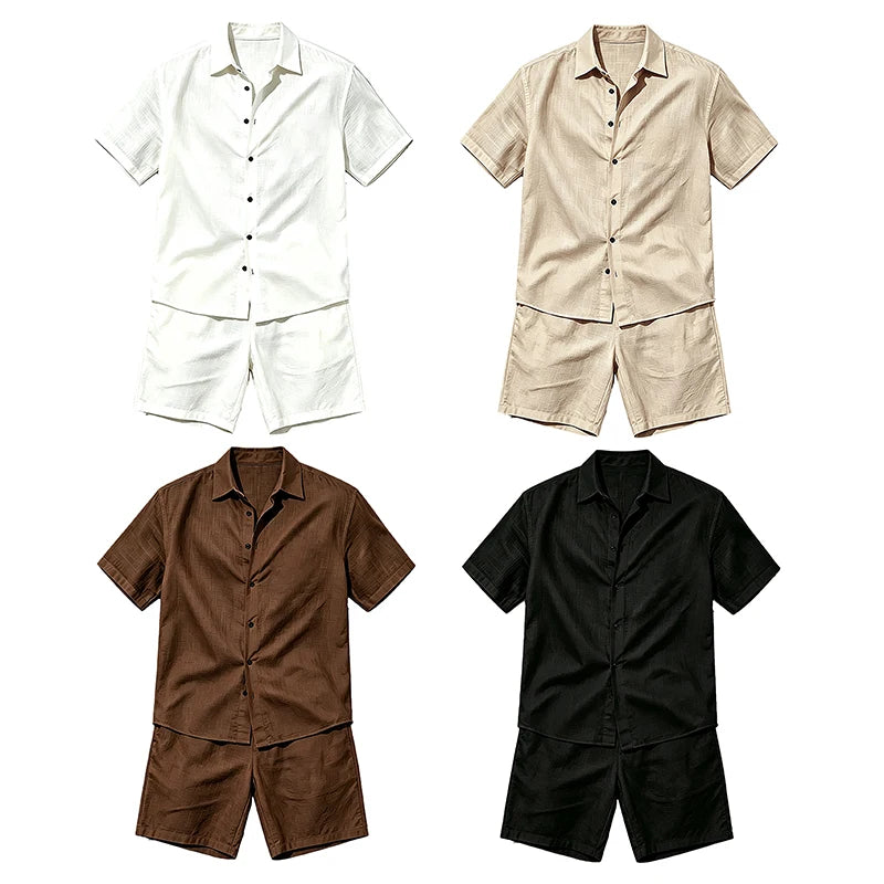 Conjunto de Lino Hombre – Camisa y Bermuda para Verano