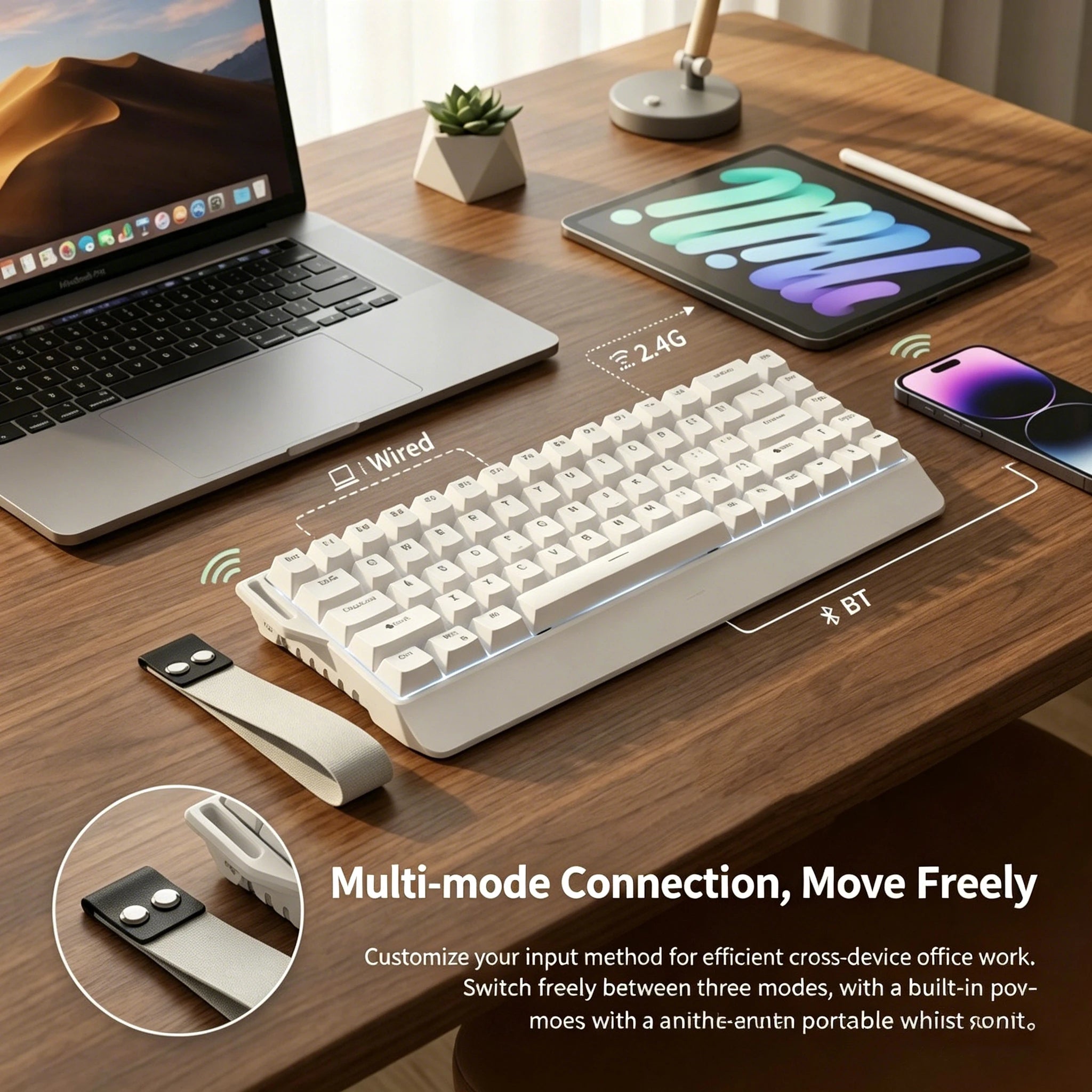 Wireless Mechanical Gaming Keyboard 60%,Hall Effect Magnetic Switch,RGB Backlit,Tri-Mode Hot Swappable Win/mac/iOS/And/Harmony