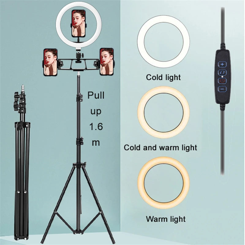 26/33Cm Photo Ring Light Led Selfie Ring Light Phone Bluetooth Broadcast Bracket Photography Lighting with Tripod