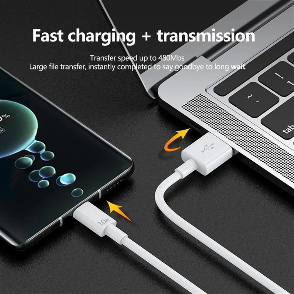 120W Type C Cable 120W Fast Charging Phone Charger USB C Data Cord for Huawei Mate 40 50 Honor Xiaomi Samsung Quick Charge Cable