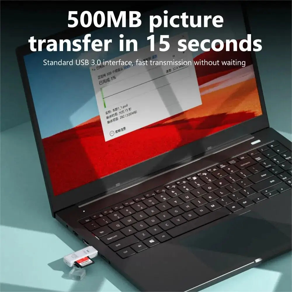 2-In-1 USB 3.0 High Speed Card Reader TF Memory Card Adapter Portable USB Flash Drive Design for PC Laptop Office Accessories