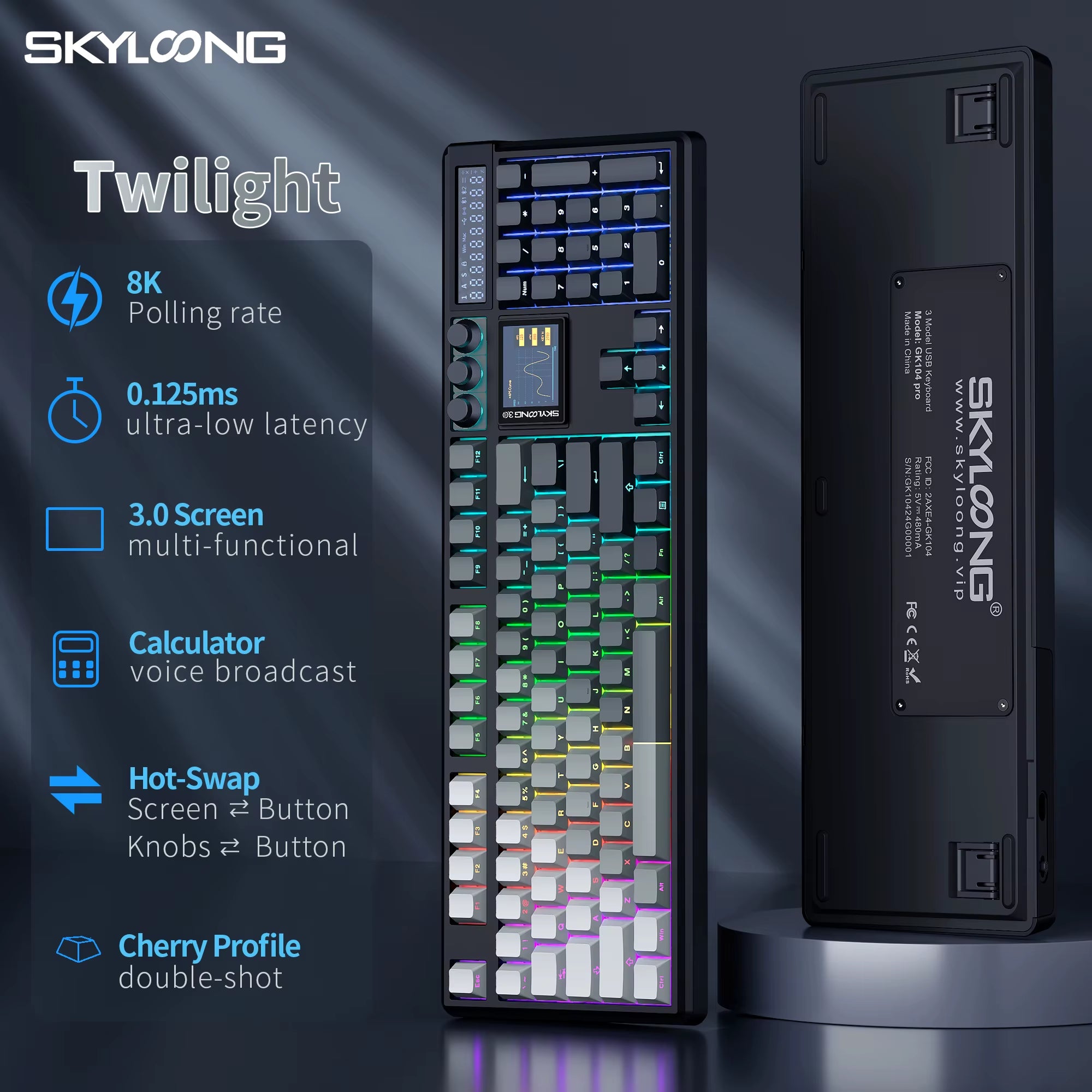 SKYLOONG GK104 Pro Wireless Mechanical Keyboard 100% Custom Keyboard Hot-Swapp Low-Noise Switch for PC Gamer Office Accessoies